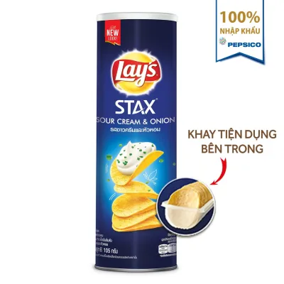 Bánh Snack Khoai Tây Miếng Lay's Stax Thái Vị Kem Chua Và Hành Tây Hộp 105g