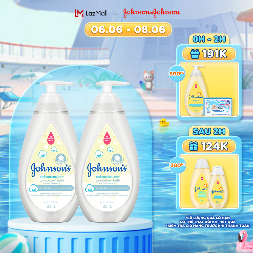 2 Sữa tắm gội toàn thân mềm mịn Johnson baby Bath Cotton