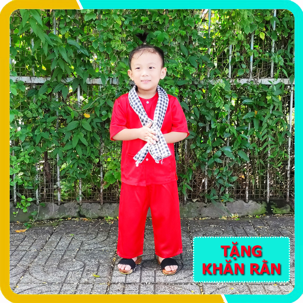 Áo Bà Ba Cho Bé Trai Và Gái Từ 1-6 Tuổi, Set Nguyên Bộ Quần+ Áo Màu Nâu, Chất Lụa Mát Mẻ