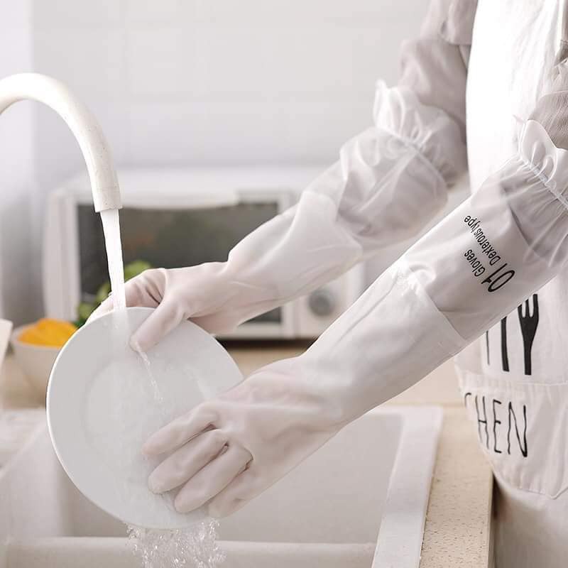 Găng tay cao su lót nỉ siêu dai, siêu bền loại dài , có chun chống tụt , găng tay cao su con hươu lót nỉ siêu dai 30-46cm , găng tay hoa cúc lót nỉ