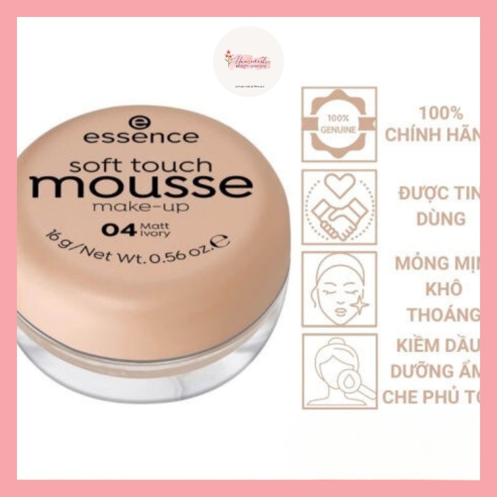 Phấn tươi Đức Essence Soft Touch Mousse màu 02 04 mỏng mịn giữ ẩm cho da