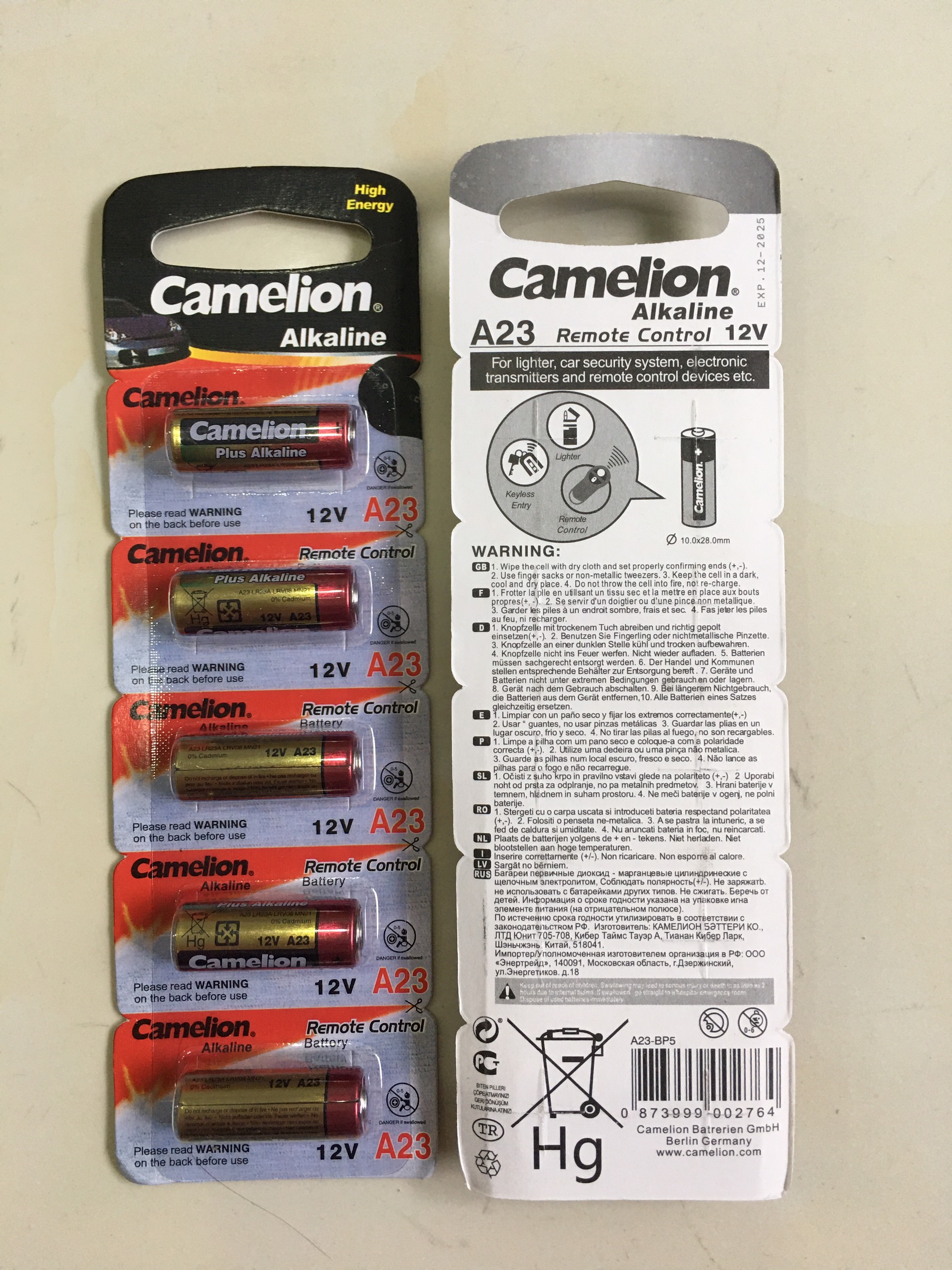[HCM]Vỉ 5 viên  pin  Camelion A23 Pin Alkaline