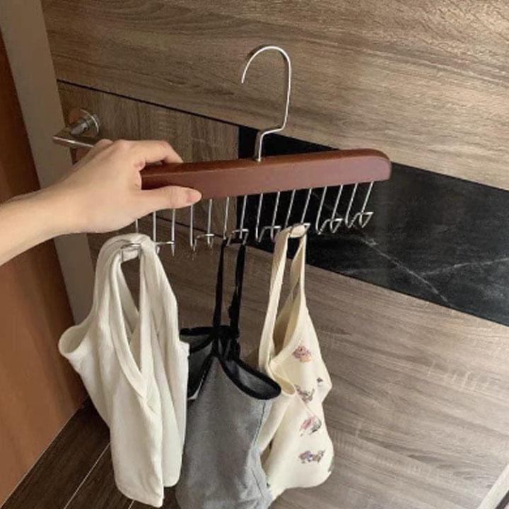 Móc Treo Đa Năng , Móc Treo Bằng Gỗ Treo Áo Lót Áo Bra Túi Xách Gọn Tủ Quần Áo ,Thanh 8 Móc Treo Cà Vạt / Thắt Lưng Tiện Lợi