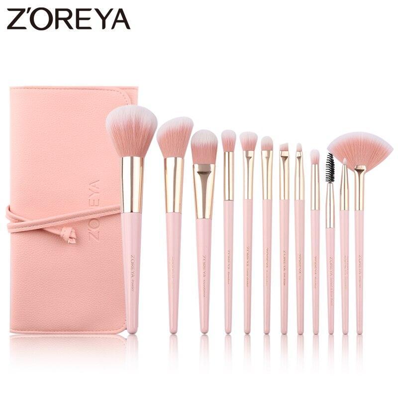 Bộ 12 cọ trang điểm ZOREYA Pinkish-orange