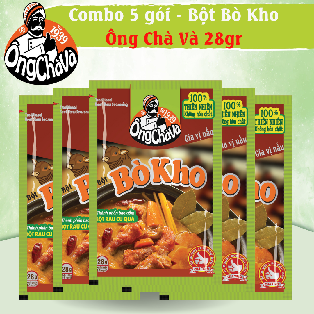 5 packs Ong Cha Va Beef Stew seasoning powder 28g