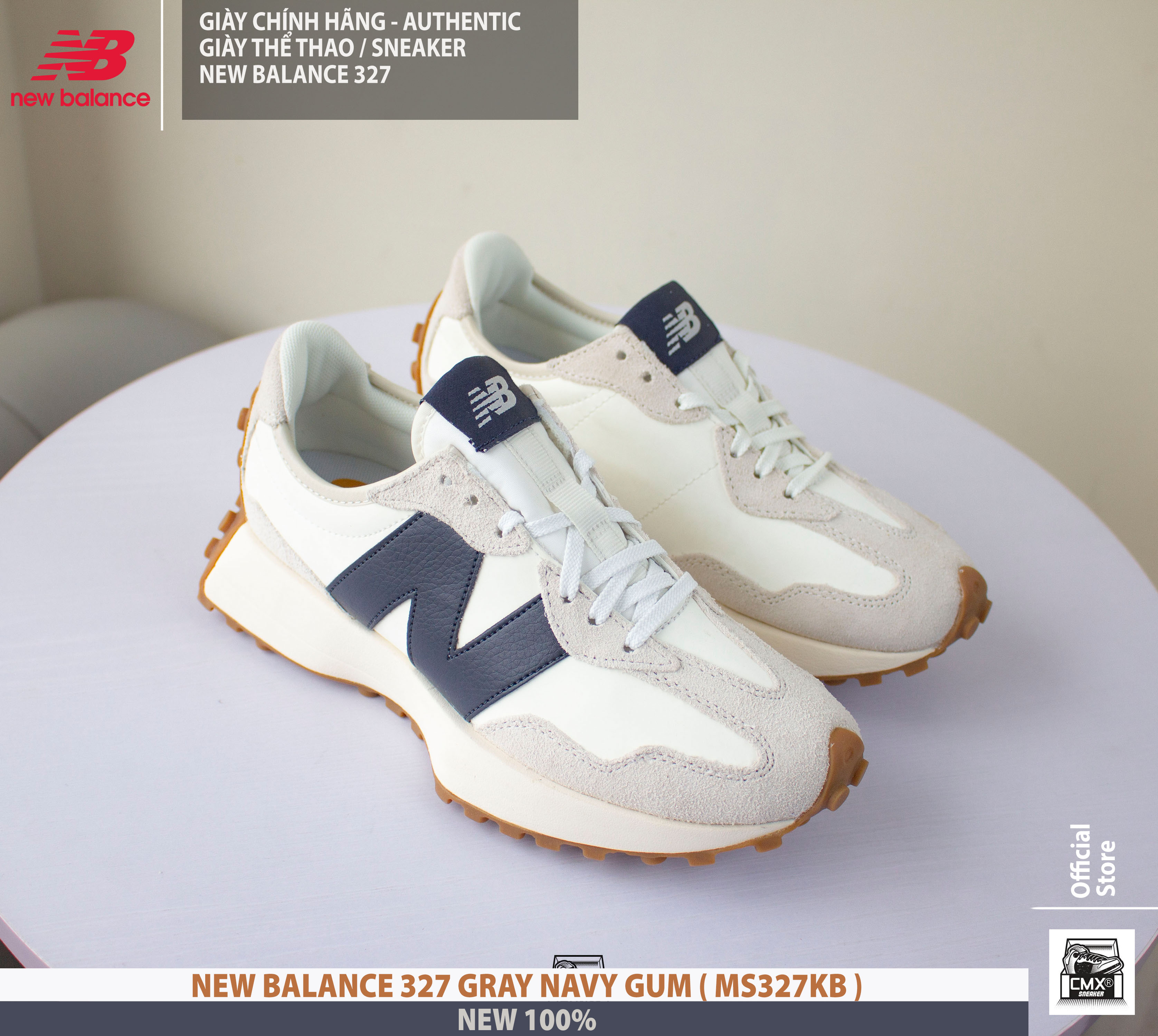 😘 [ HÀNG CHÍNH HÃNG CÓ SẴN ] Giày New Balance 327 WHITE NAVY GUM ( MS327KB ) - AUTHENTIC 100%