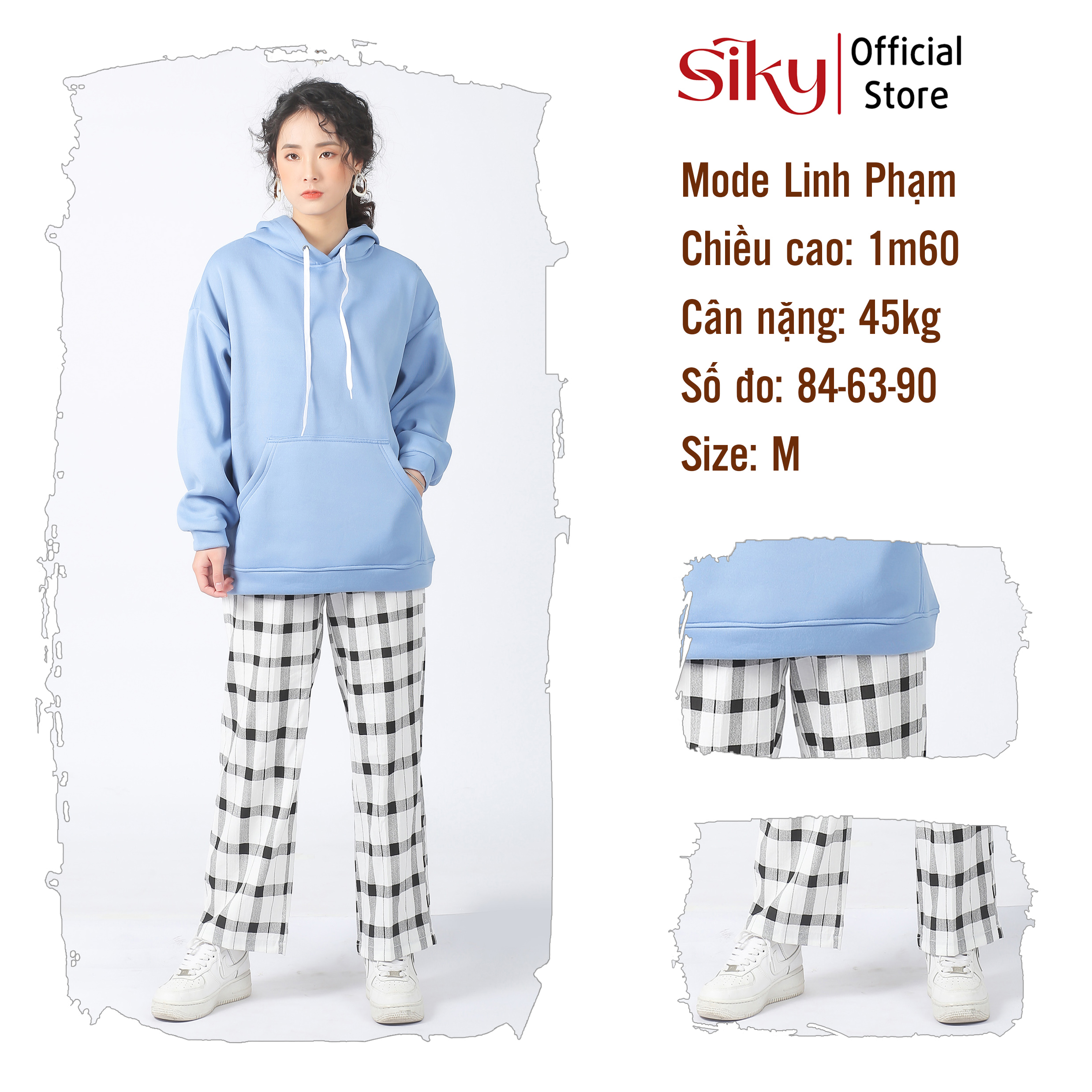 Áo HOODIE nữ form rộng trơn BASIC - Siky - AHD01