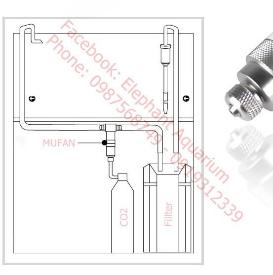 Sủi CO2 chữ T MUFAN phi 16 cho hồ thủy sinh