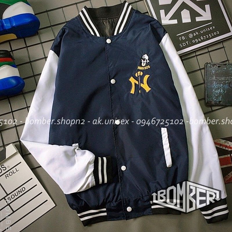 [Ảnh + Video thật] Áo khoác bomber thiết kế Unisex style bóng chày
