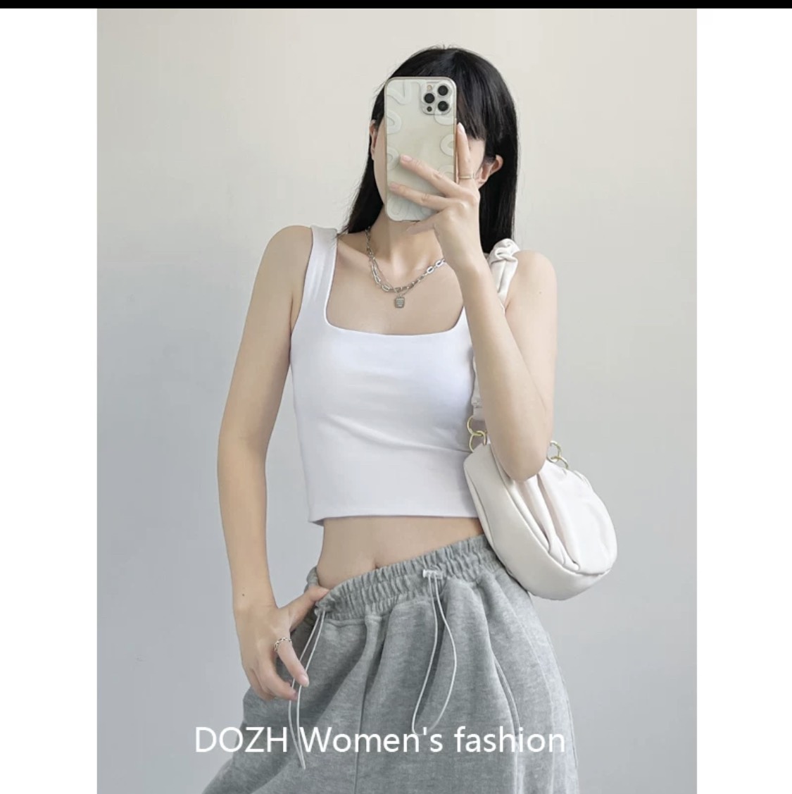 Áo Croptop Cổ Vuông 2 Dây_Áo Croptop [Video+Ảnh Thật]