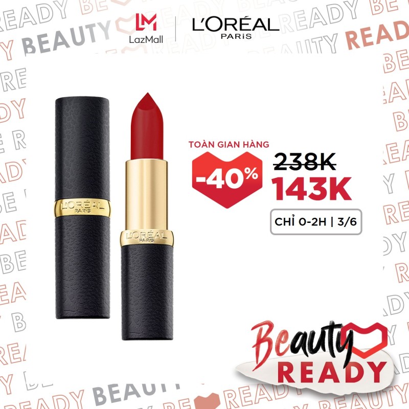 Son lì mịn môi LOreal Paris Color Riche Matte BST Worth the red 3.7g giá rẻ