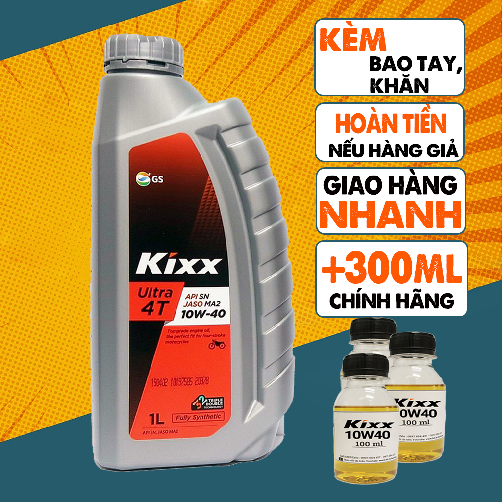 Bán 1.3 Lít Nhớt Kixx Ultra 4T 10W40, API SN, JASO MA2, Nhớt Xe Số Tổng Hợp Hoàn Toàn, Nhập Hàn Quốc, Phù Hợp Với Xe Đi Trong Phố, Máy Chạy Êm
