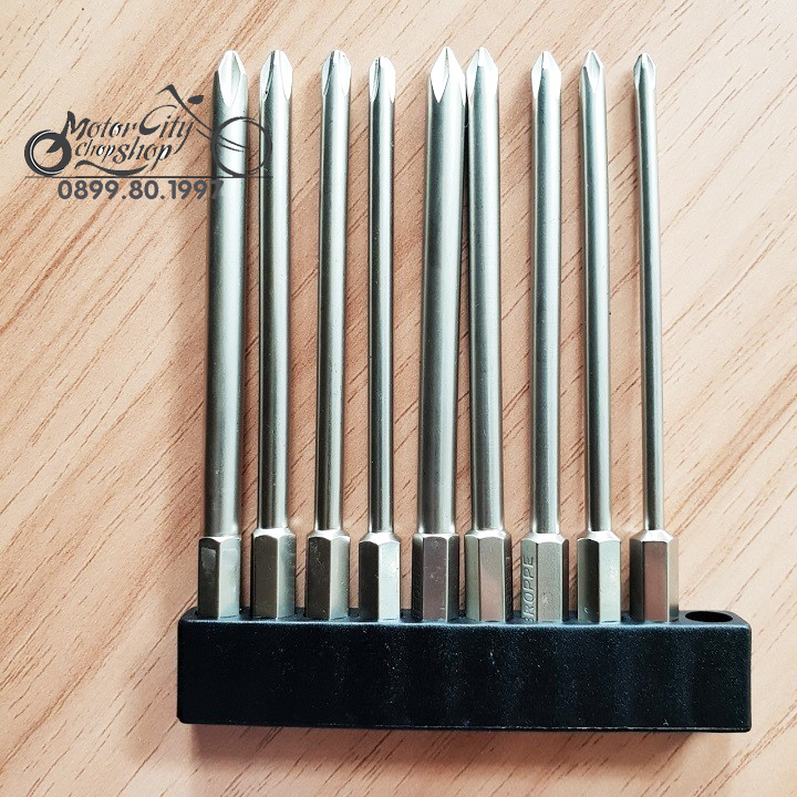 Bộ 9 mũi tô vít 4 cạnh dài 100 mm cho khoan pin,điện cao cấp