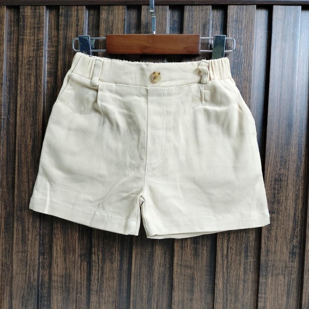 Quần short kaki trơn có cúc cho bé, quần đùi bé trai hàng xuất dư chất kaki mềm moonhouse