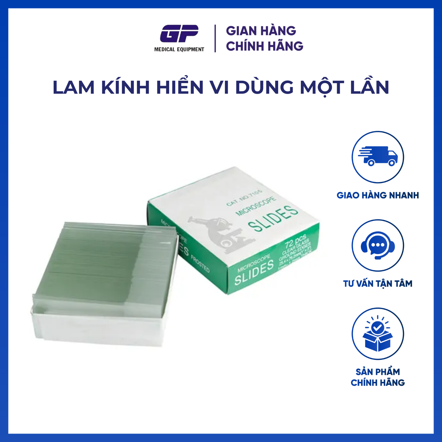 LAM KÍNH HIỂN VI NHÁM 7105 DÙNG MỘT LẦN MICROSCOPE SLIDES (HỘP 50 CÁI)