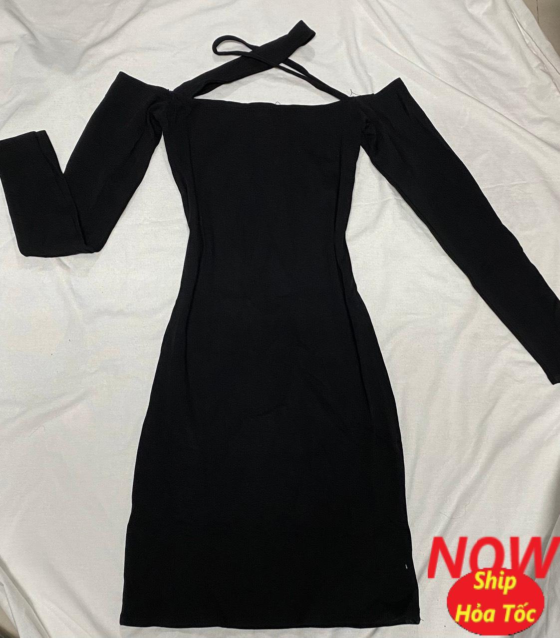 Đầm body bệt vai phối dây chéo cổ siêu hót chất vải thun Borip FreeSize