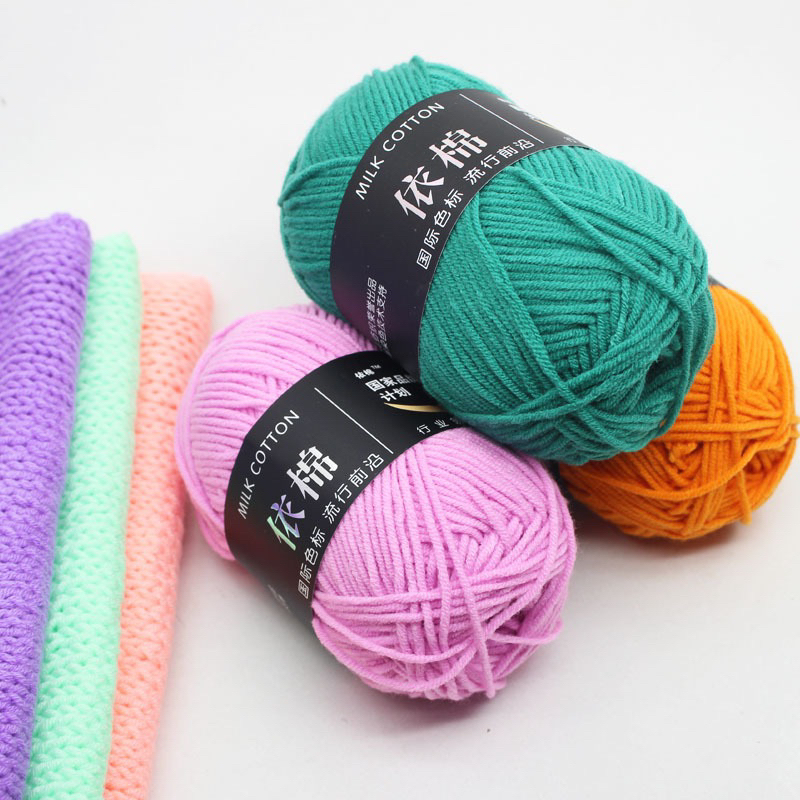 Len milk cotton mác đen cuộn 50g (mã màu 01-40)