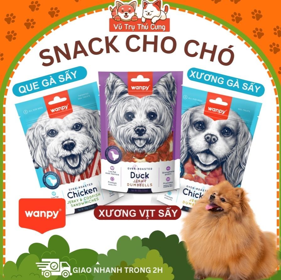 Snack dinh dưỡng cho Chó Wanpy 100g, Xương gặm bổ sung canxi, giúp chó sạch răng