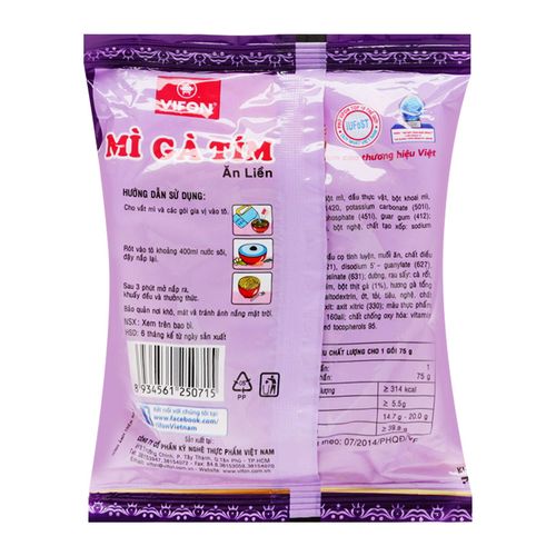 Thùng 30 gói mì gà tím Vifon 75g