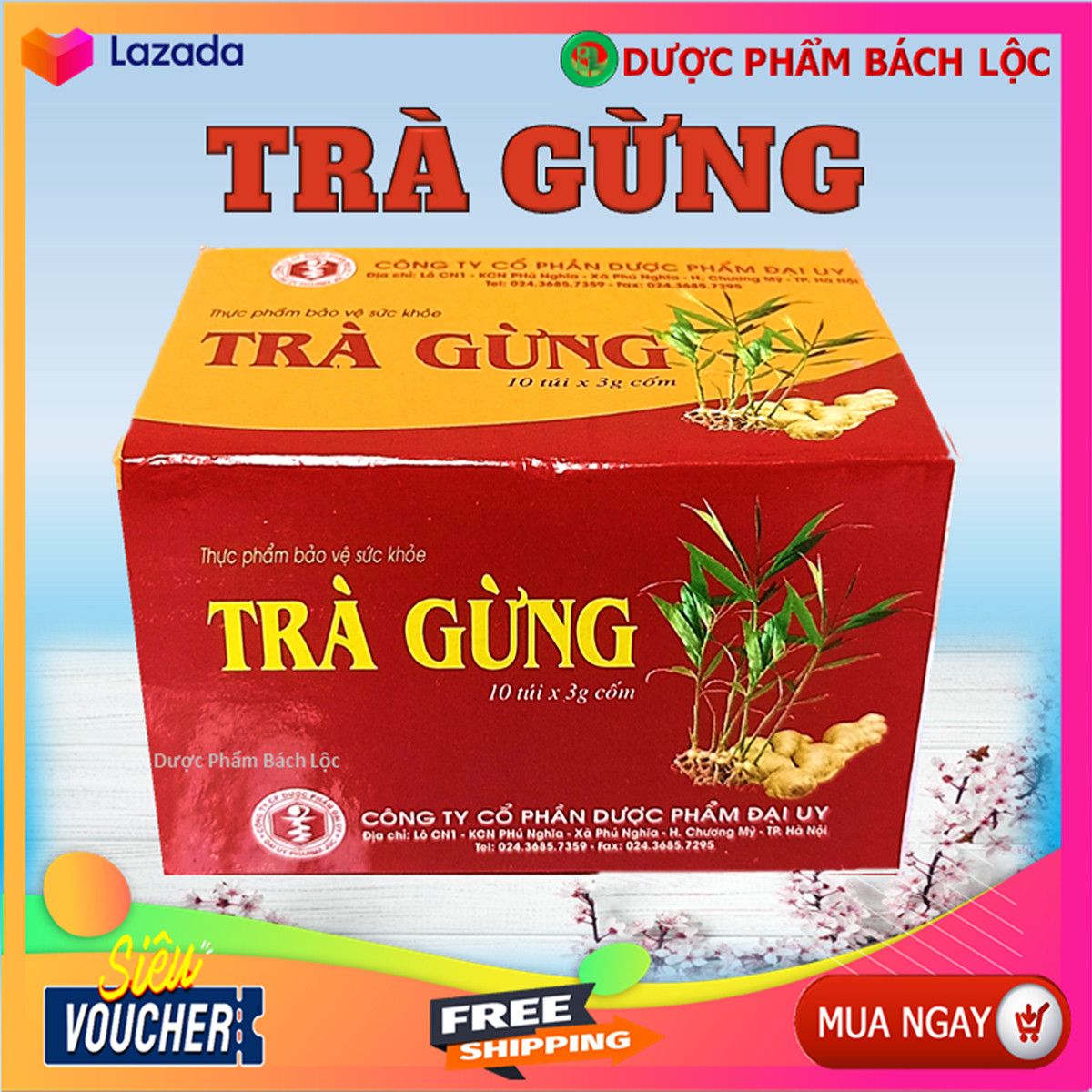 [Hộp 10 gói] Trà Gừng Giúp Tăng Cường Miễn Dịch, Tăng Sức Đề Kháng, Giải Cảm,GiảmHo, Điều Hòa Đường Huyết,Tốt Cho Tiêu Hóa