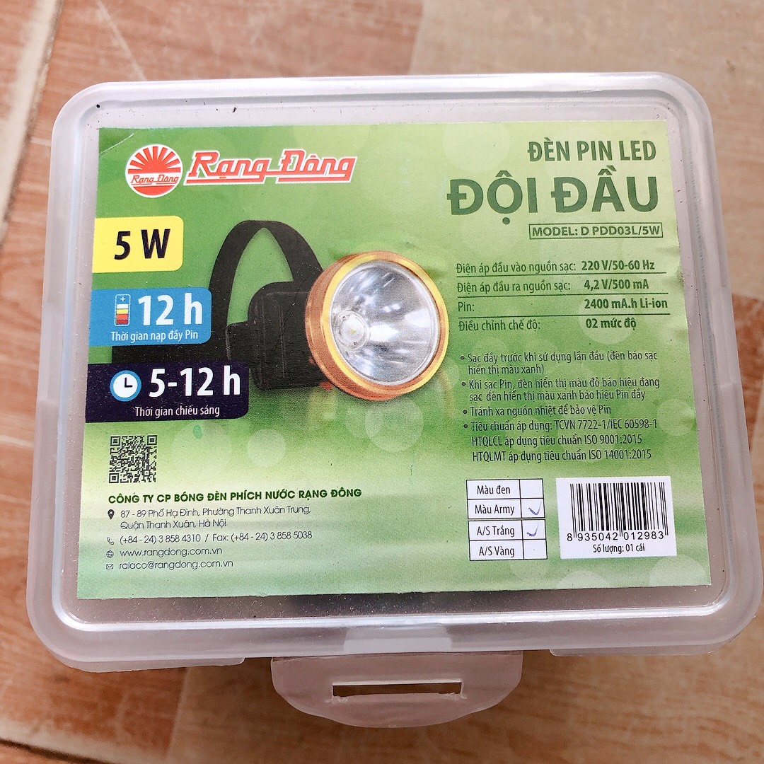 Đèn Pin LED đội đầu 5W Rạng Đông D PDD03L/5W