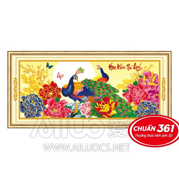 [HCM]Tranh thêu Hoa Khai Phú Quý ms 53373