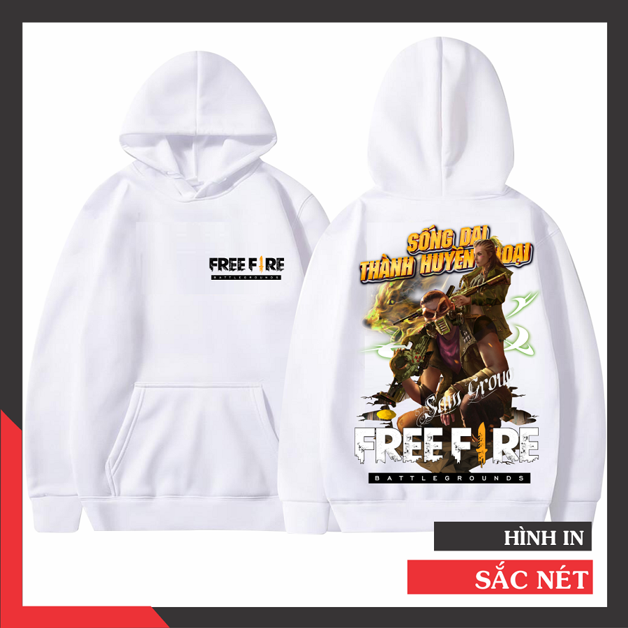 Áo Khoác Nỉ Free Fire Kiểu Dáng Hoodie Màu Trắng Thẻ Vô Cực Mùa 22