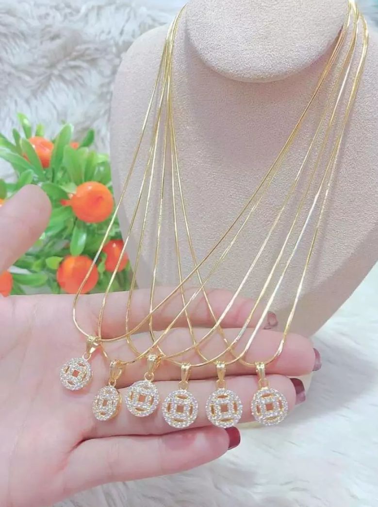 Dây Chuyền Nữ Đồng Tiền Mạ Vàng 18K Cao Cấp, Dây Chuyền Phong Thủy Kin Tiền