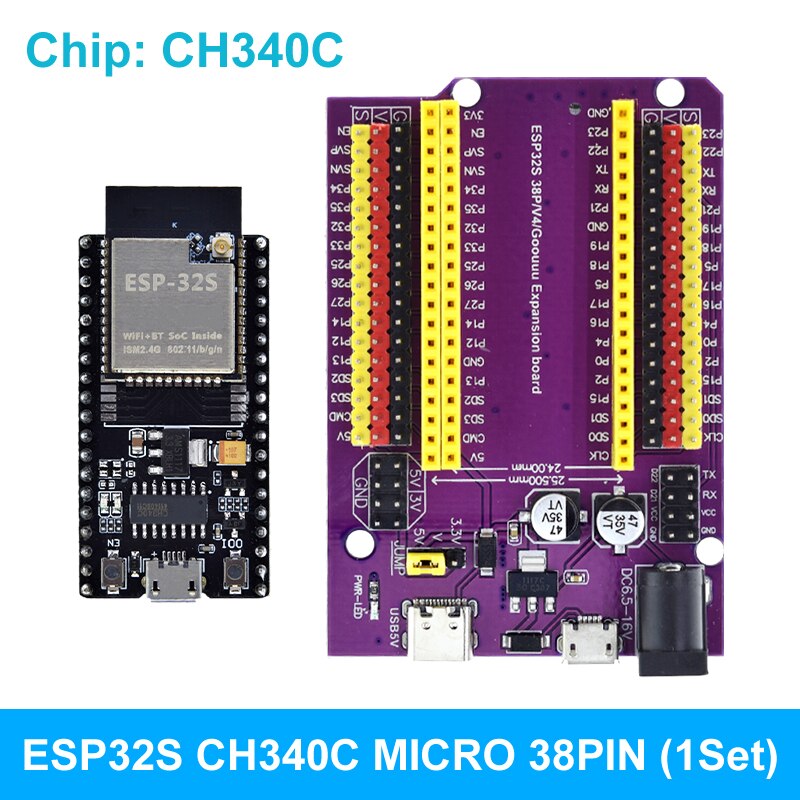 Esp32 development board type-c/micro usb cp2102 wifi+bluetooth dual core esp32-devkitc-32 esp-wroom-32 expansion board 38pins