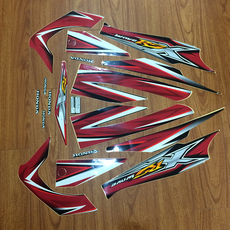 Bộ Tem rời xe Wave rsx 110 2009-2011 màu đỏ -tem 3 lớp  hàng đẹp chất lượng bền màu