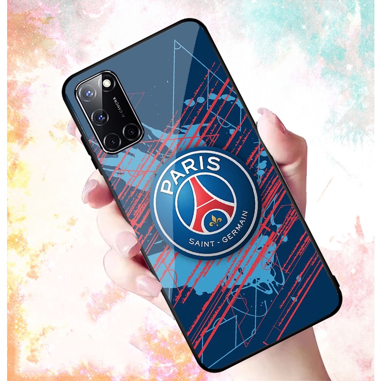 Ốp Lưng OPPO A52 A92, A16 mặt kính cường lực cao cấp In hình Câu Lạc Bộ Bóng Đá