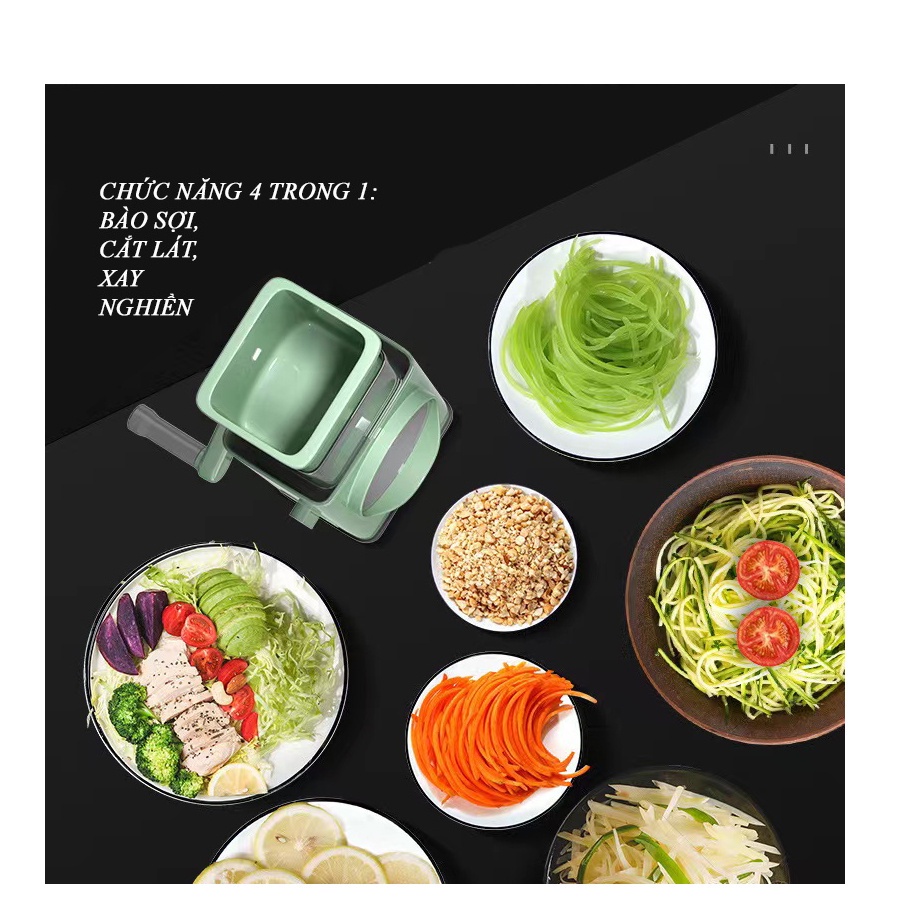 Máy Thái Lát Rau Củ Quả - Máy Bào Sợi Cắt Củ Quả Đa Năng Kèm 6 Lưỡi Dao Cắt Tiện Dụng