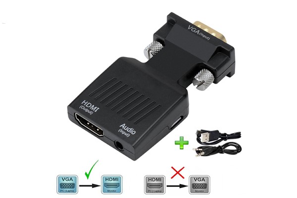 Đầu Chuyển VGA sang HDMI có audio (hộp carton)