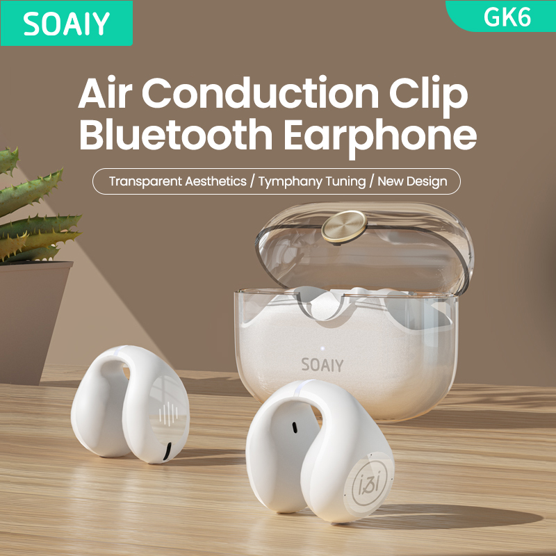 SOAIY GK6 Không dẫn truyền âm thanh qua xương Tai nghe bluetooth Clip-Over-Ear Đúng Không Dây giảm tiếng ồn Loại C Cho iPhone, Xiaomi, Huawei, iPad, Máy Tính