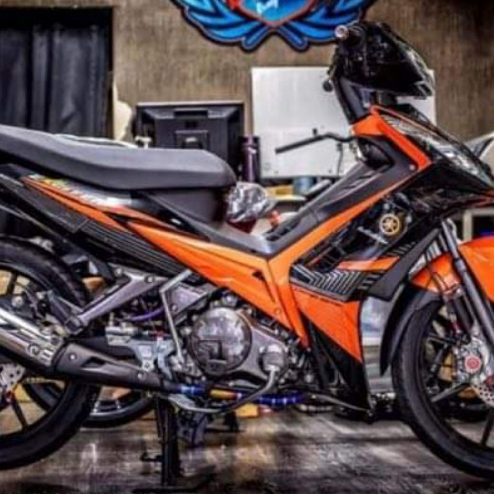 [HCM]Tem xe exciter 2010  tem rời cao cấp 3 lớp bóng dán xe cam đen