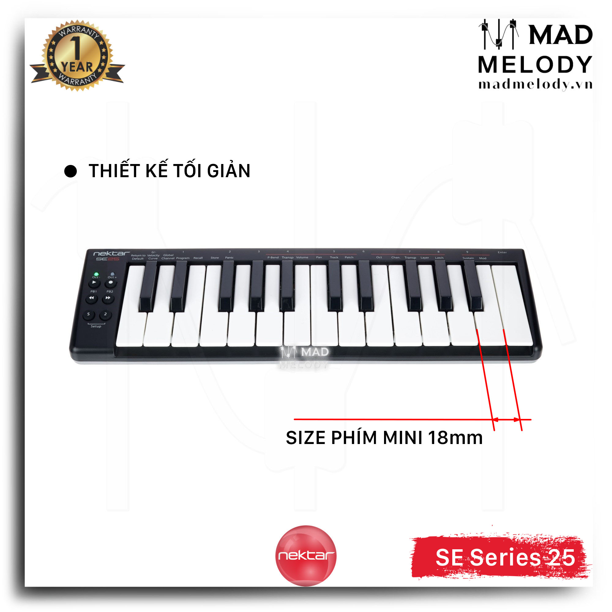 Nektar SE25 25-Key Mini USB MIDI Keyboard Controller (Đàn soạn nhạc mini 25 phím, Brand New)