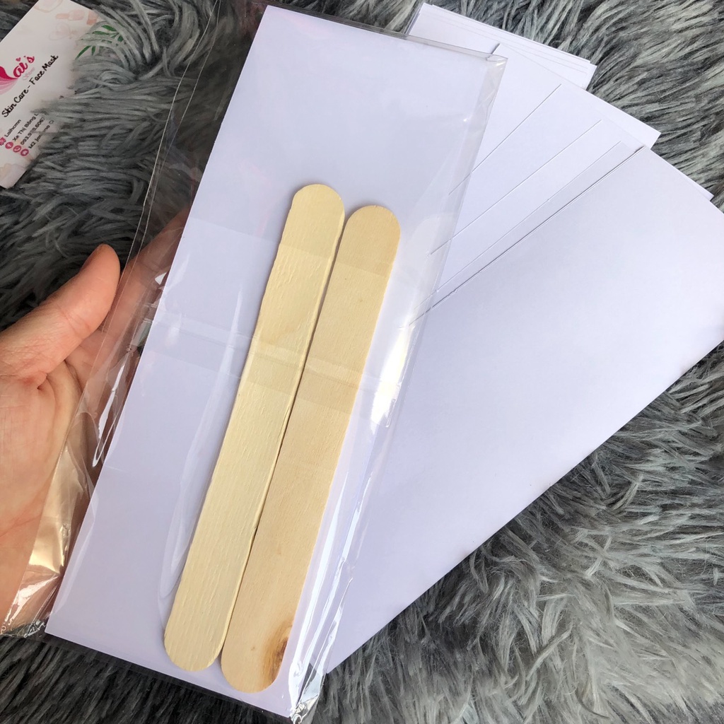 Que và Giấy Wax Lông ( 50 tờ giấy wax và 2 que gỗ )