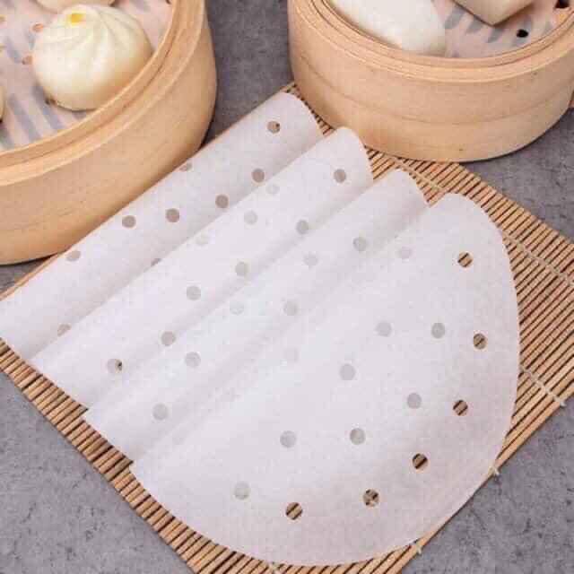 SET 100 tờ giấy nến đục lỗ dùng cho nồi chiên không dầu, đồ dùng gia đình, giấy thấm dầu, giấy khay nướng tiện ích SIZE 23CM, Giấy nến đục lỗ loại 1 (làm bánh và dùng cho nồi chiên không dầu)
