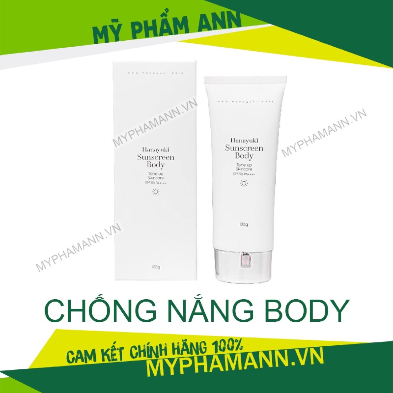 Kem chống nắng body hanayuki sunscreen chính hãng - bảo vệ make up nâng tone da 8936205370469