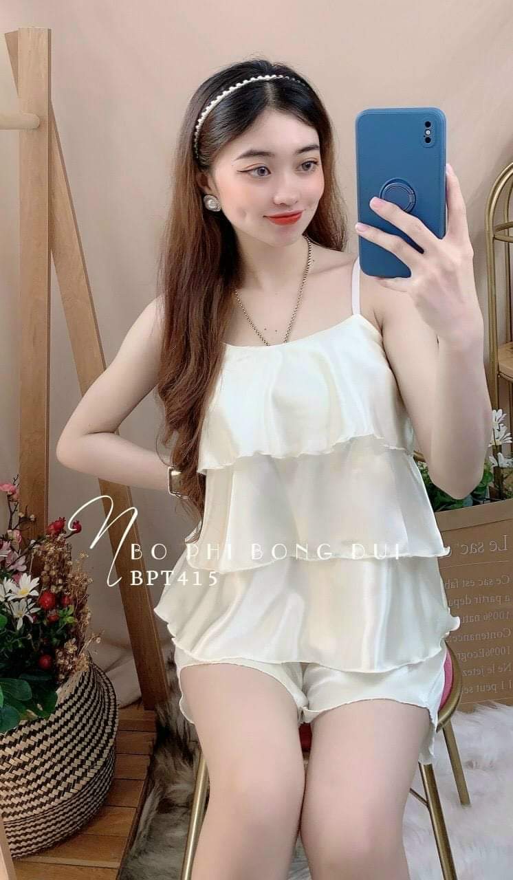Đồ bộ nữ mặc nhà phi bóng dễ thương . đồ bộ ngủ quần đùi phối tầng đẹp . m77