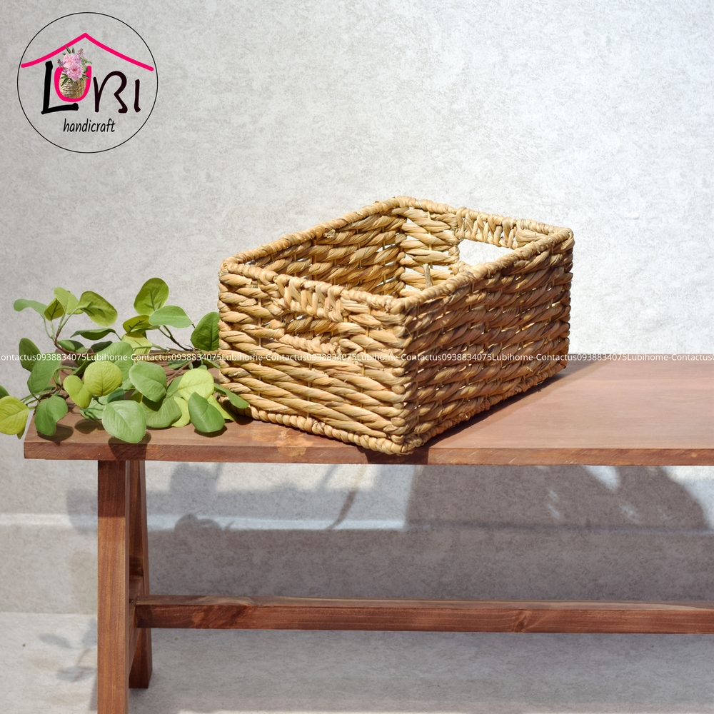 [Lubi Home] - Sọt đựng đồ đan lục bình hình chữ nhật đan vặn