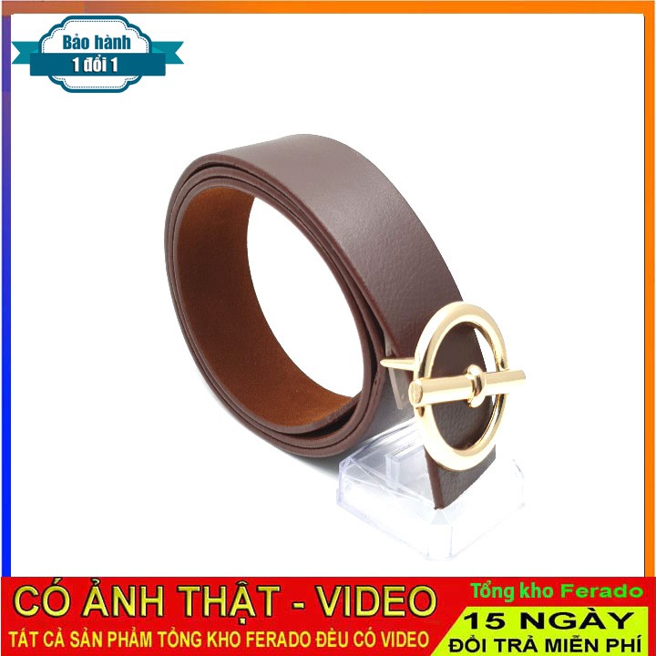 Dây thắt lưng nam nữ thời trang mặt khoá cài tròn