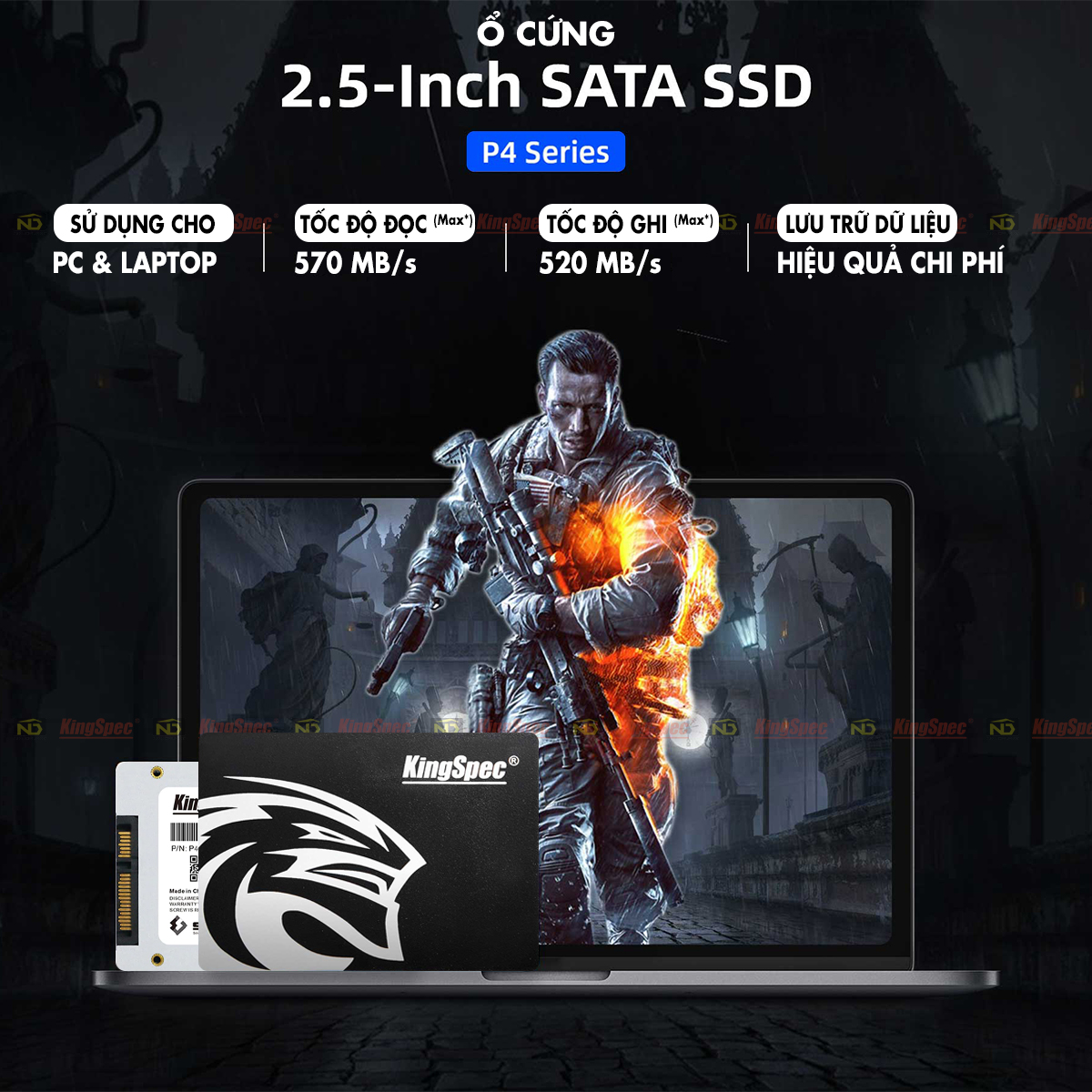 Ổ cứng SSD 120GB KingSpec / cho PC SATA 2.5 - MỚI [ Chính Hãng ]
