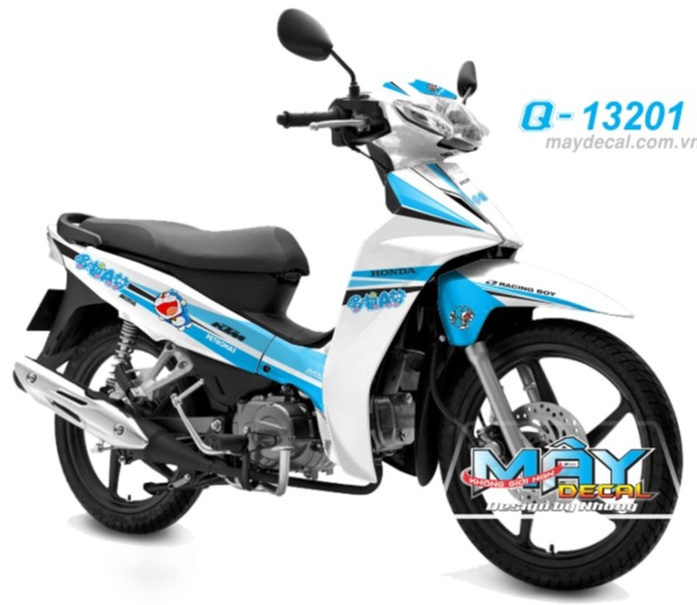 Tem rời honda wave blade 110 đoremon trắng xanh
