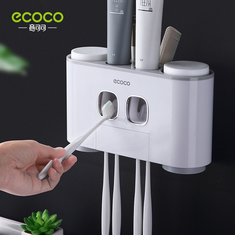 Combo kệ đựng 4 cốc và 2 kem đánh răng ecoco e1802 cao cấp
