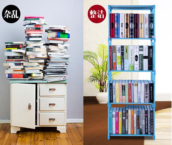 Tủ sách lắp ráp 4 tầng bằng vải tiện dụng