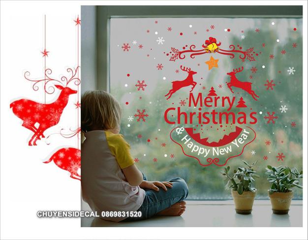 [HCM]Decal dán tường Noel - Trang Trí giáng sinh họa tiết đỏ