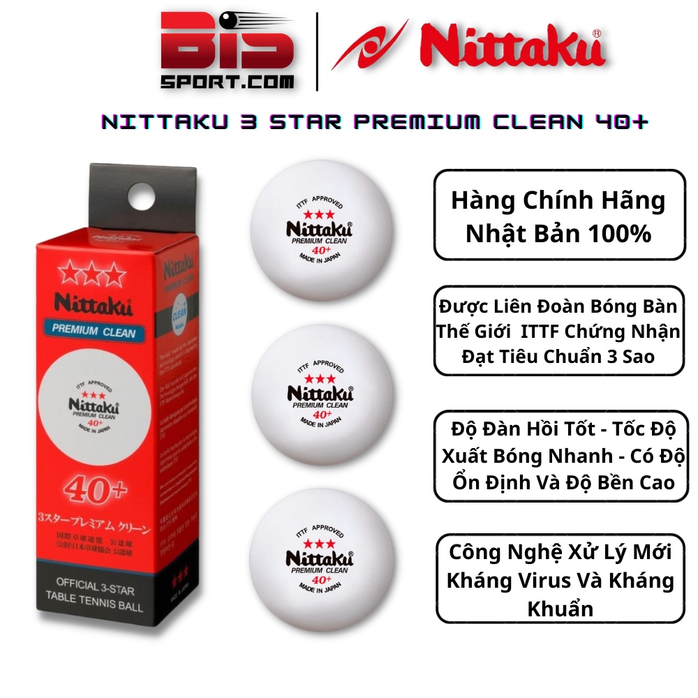 Quả Bóng Bàn Thi Đấu Nittaku Premium 40 Hộp 3 quả Double Fish Sừng
