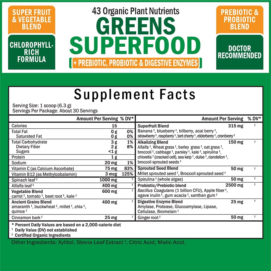 Bột BioSchwartz GREENS SUPERFOOD POWDER 190g