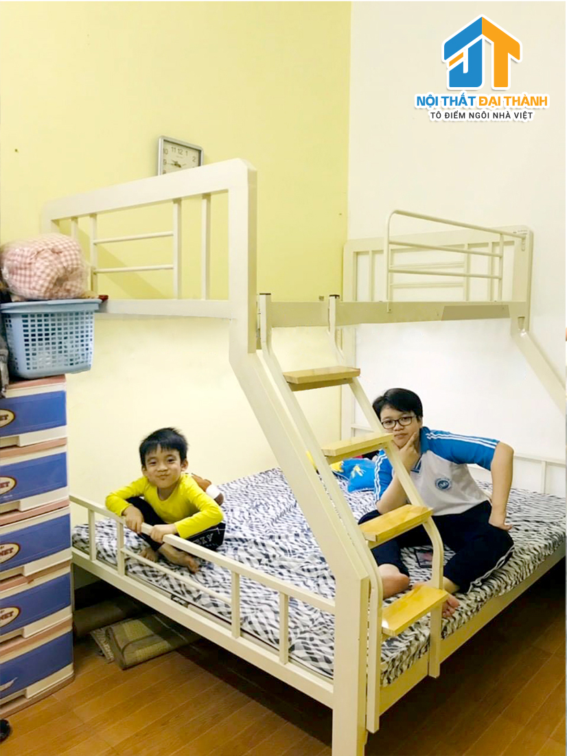 Giường  sắt 2 tầng hộp vuông sắt 4x8 kích thước 1M2 X 1M6 nhiều màu